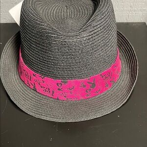 Stylish Black Fedora with Pink Band